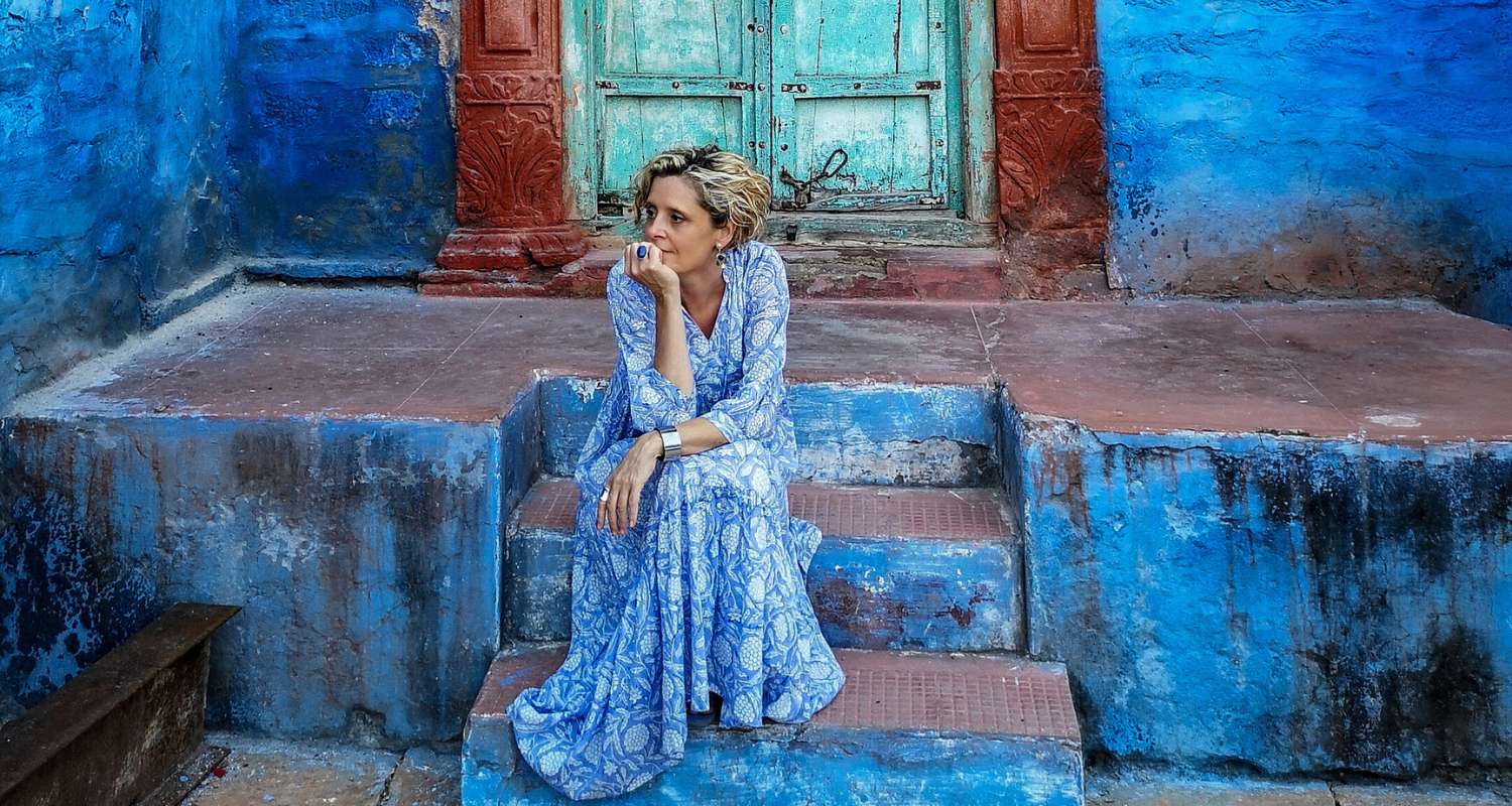 Kate wearing the Jacaranda boho dress in Jodhpur