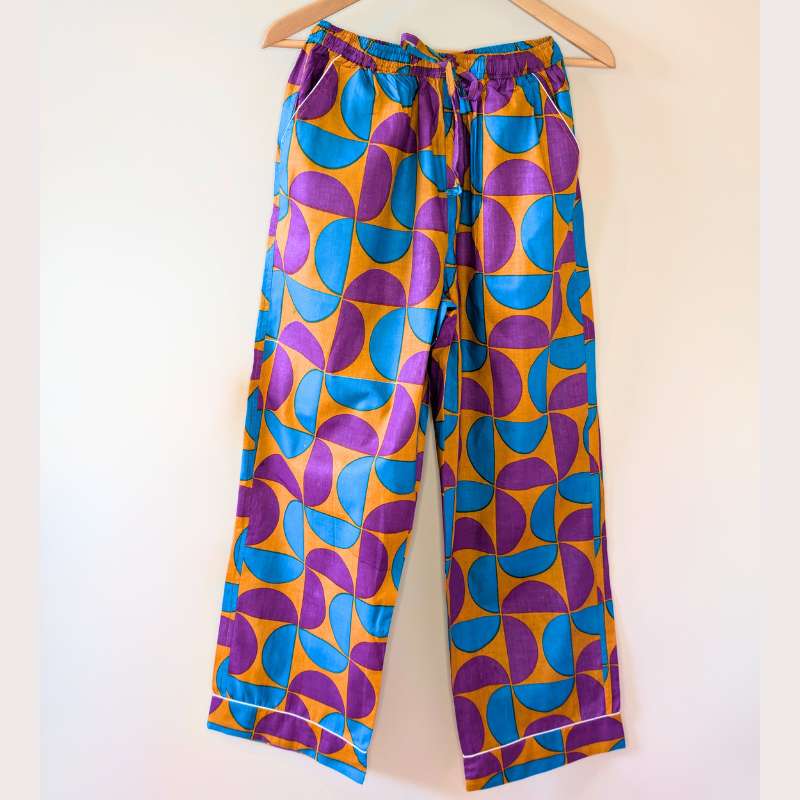 trousers of clara block print cotton pyjamas trousers of clara block print cotton pyjamas