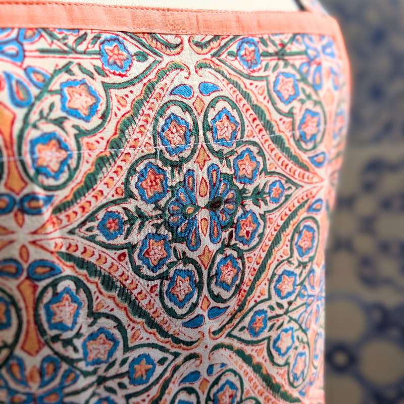 close up of the blue anise cooking apron close up of the blue anise cooking apron