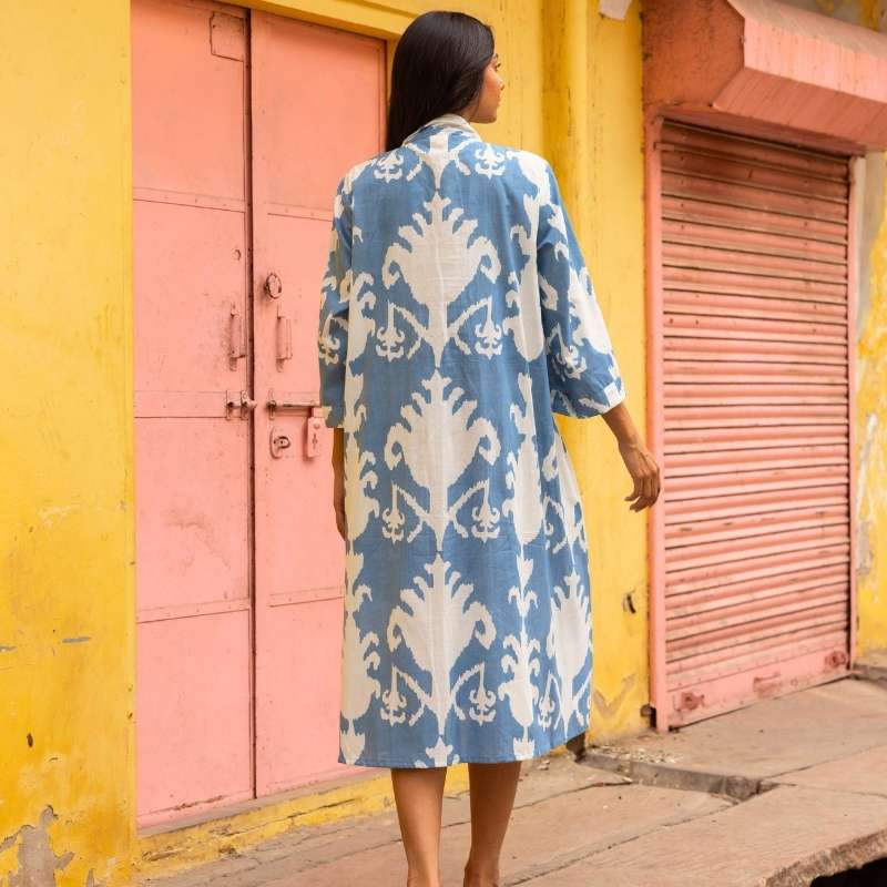 back view of the blue ikat dress back view of the blue ikat dress