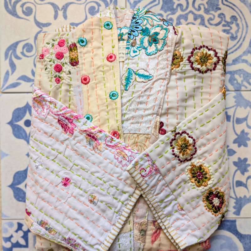 Folded ivory cream patchwork jacket Folded ivory cream patchwork jacket