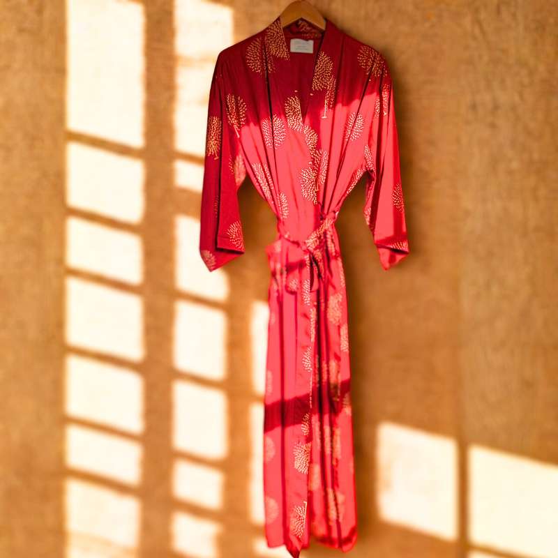 red and gold kimono robe