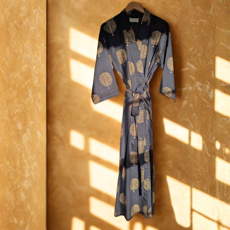 black and gold kimono robe