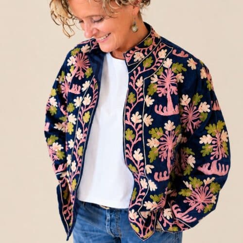 Midnight pink velvet suzani jacket