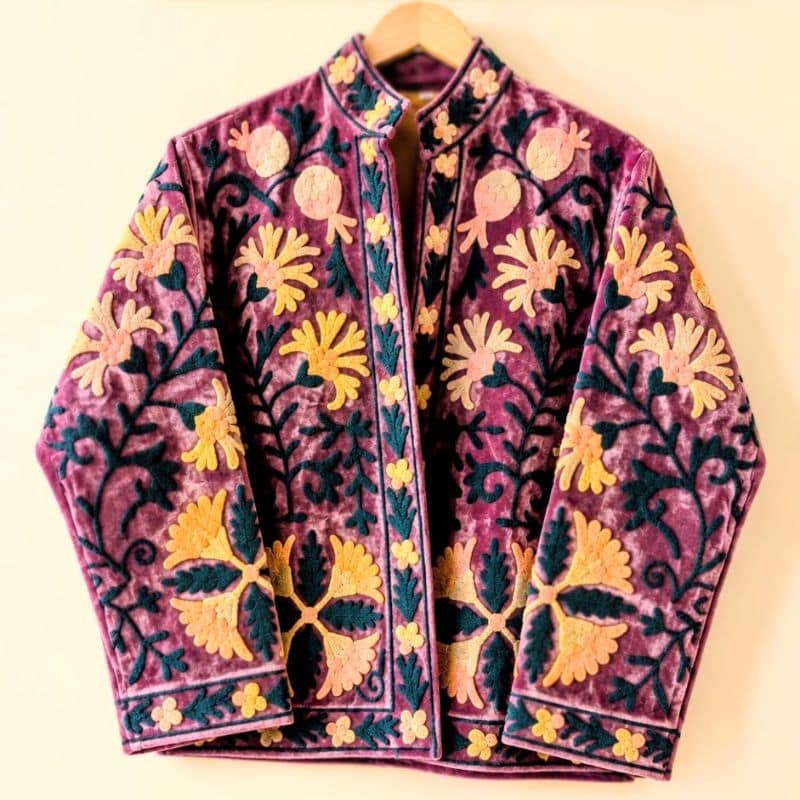 Purple gold velvet suzani jacket