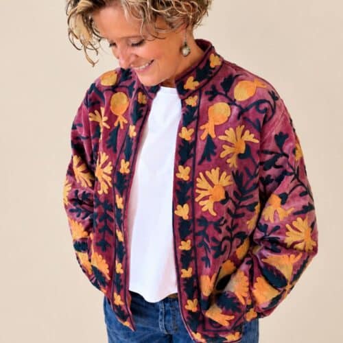Purple gold velvet suzani jacket