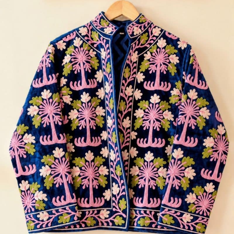 midnight pink velvet suzani jacket
